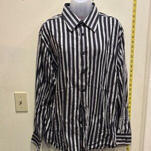 Report Collection Black and White Striped Shirt